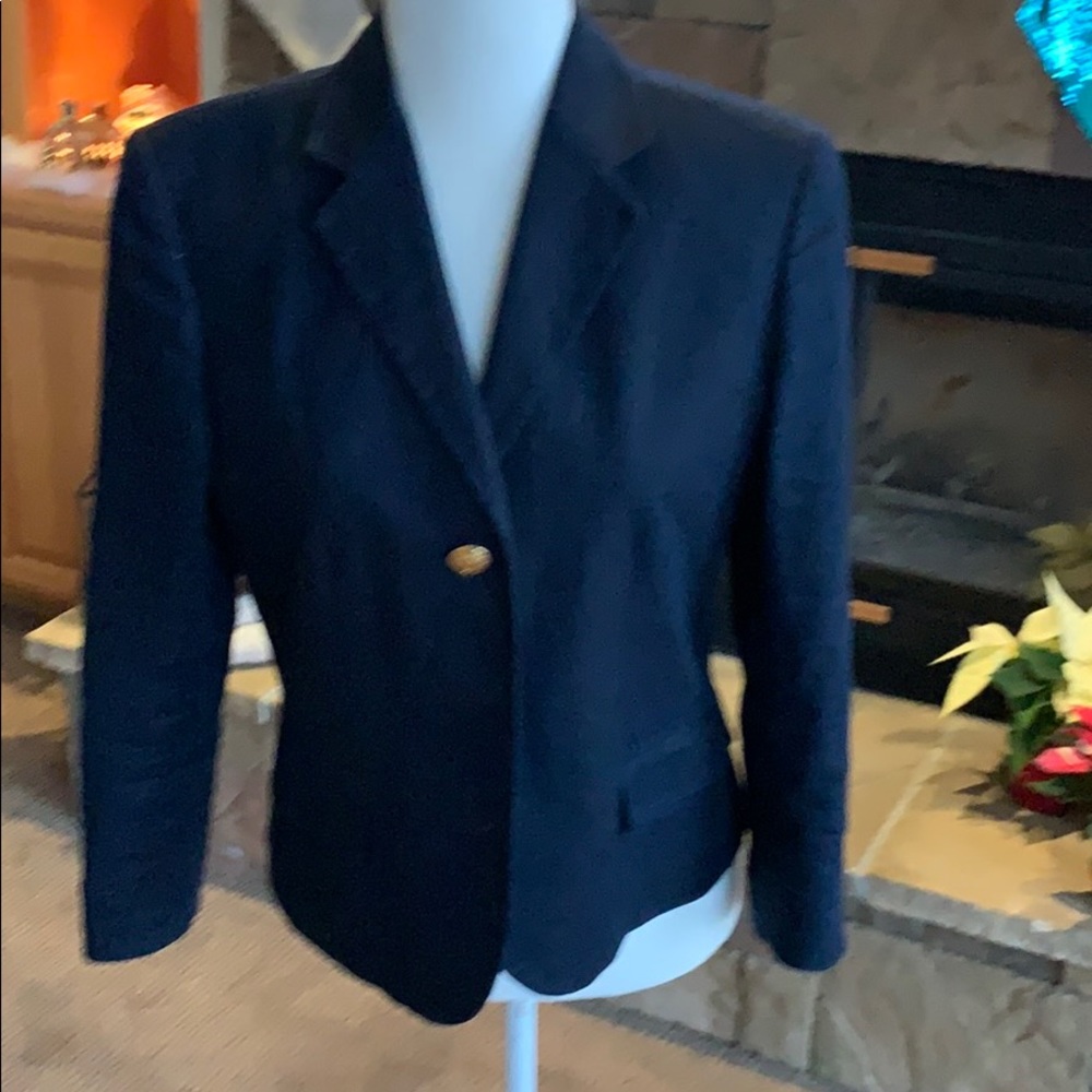 Chaps navy linen blazer with gold buttons